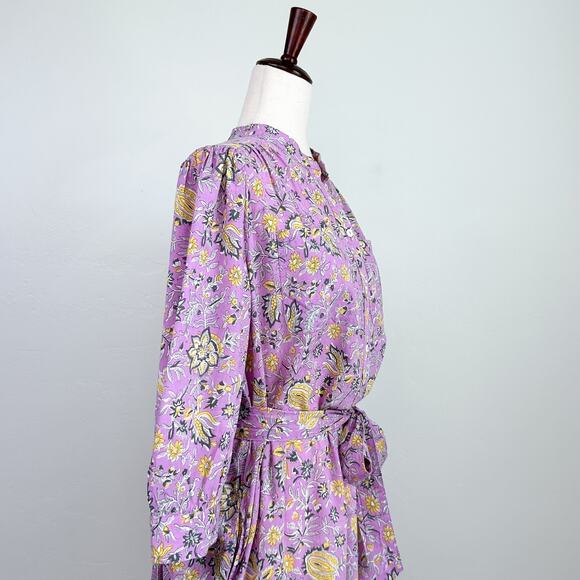 dRA Los Angeles Lilac Floral Block Print Cotton Midi Dress - Picture 9 of 12